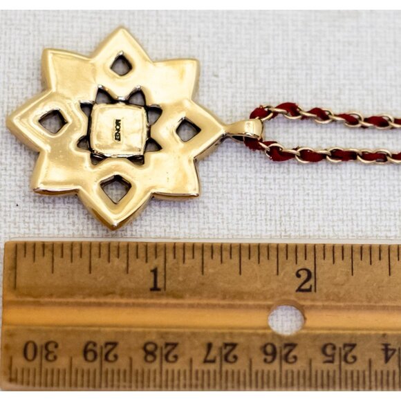 18 inch, Vintage Abstract Star Red Rhinestone Gold Tone Necklace by Monet - T26 - Picture 2 of 3